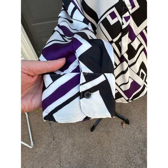 Lauren Ralph Lauren Womens Geometric Print Button-Up Blouse XL Office Old Money - Picture 11 of 12